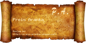 Preis Aranka névjegykártya